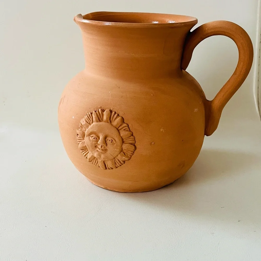 Terracotta Sun Motif Pitcher from Italy - Picture 14 of 15